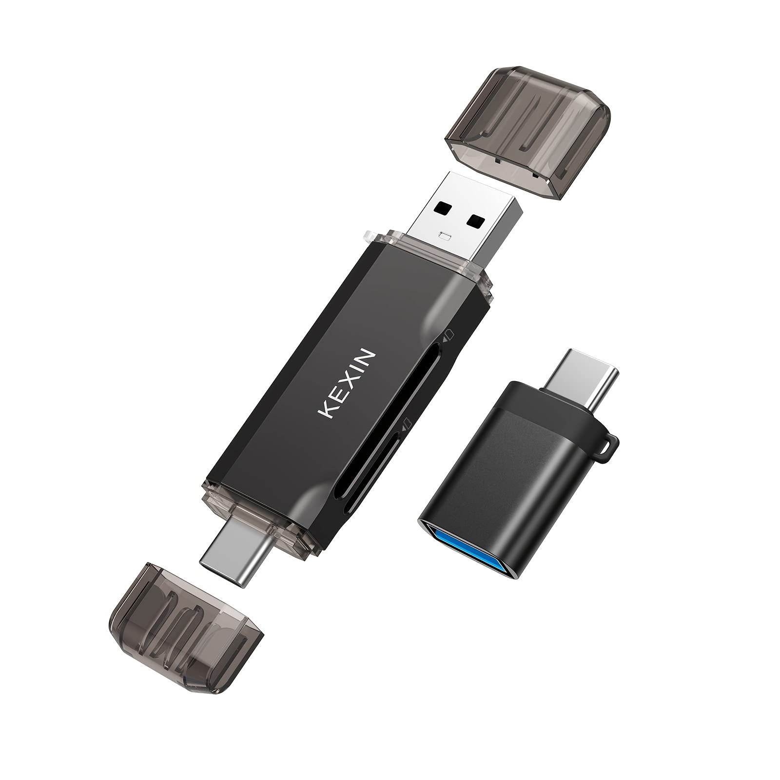 E-shop 2-in-1 USB-A USB-C SD/TF-Kartenleser, USB 3.0 5Gbps Hochgeschwindigkeits-Speicherkarten-Schreiber, Steckplätze gleichzeitig kompatibel mit