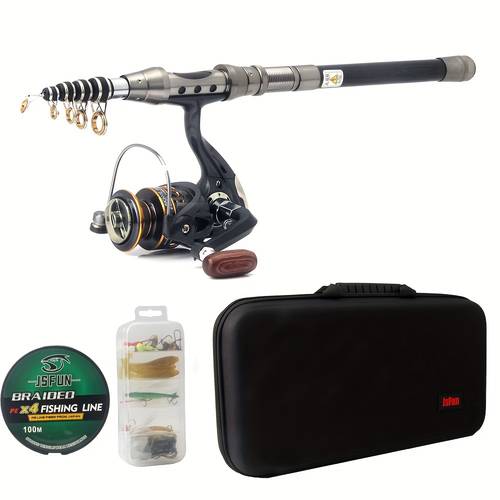 15 braided fishing line 100m complete fishing kit with 1 8m 2 1m spinning reels lures hooks and accessories