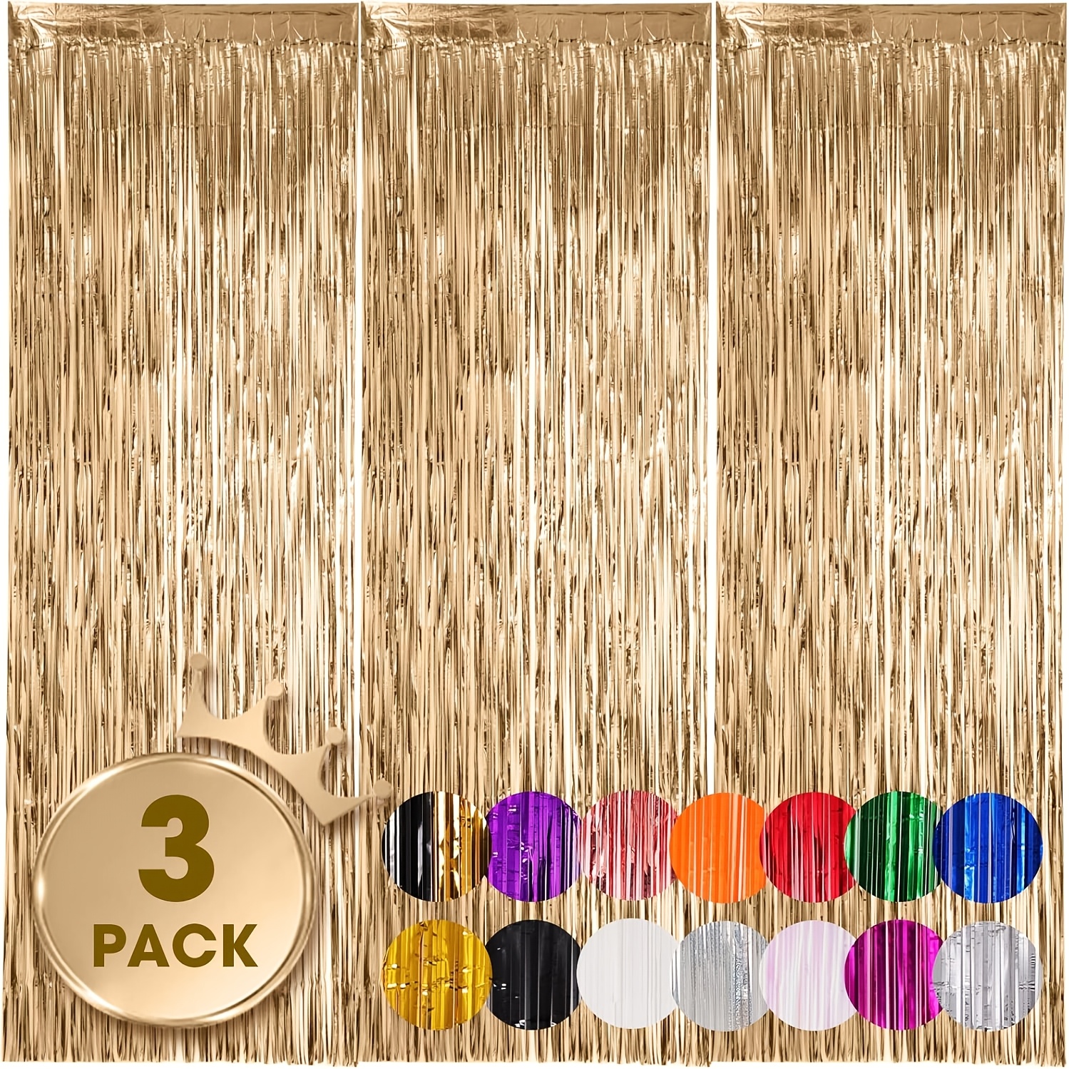 TEMU Lot de 3 bannières de décoration d'anniversaire, fonds à franges en feuille pour décorations de fête, serpillères métalliques pour anniversaire,