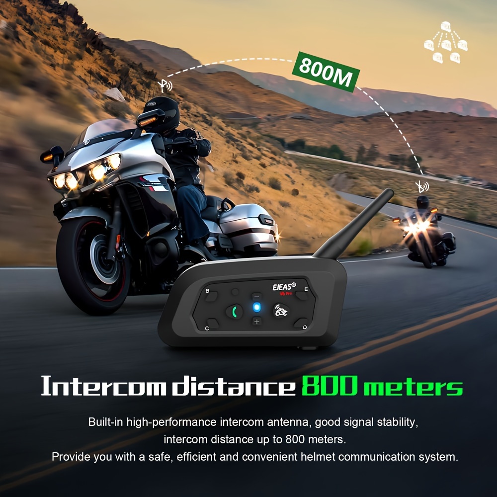 EJEAS V6 Pro Motorcycle Helmet 1200M Duplex Interphone Headset Riding for  Motorcycle Helmet Moto