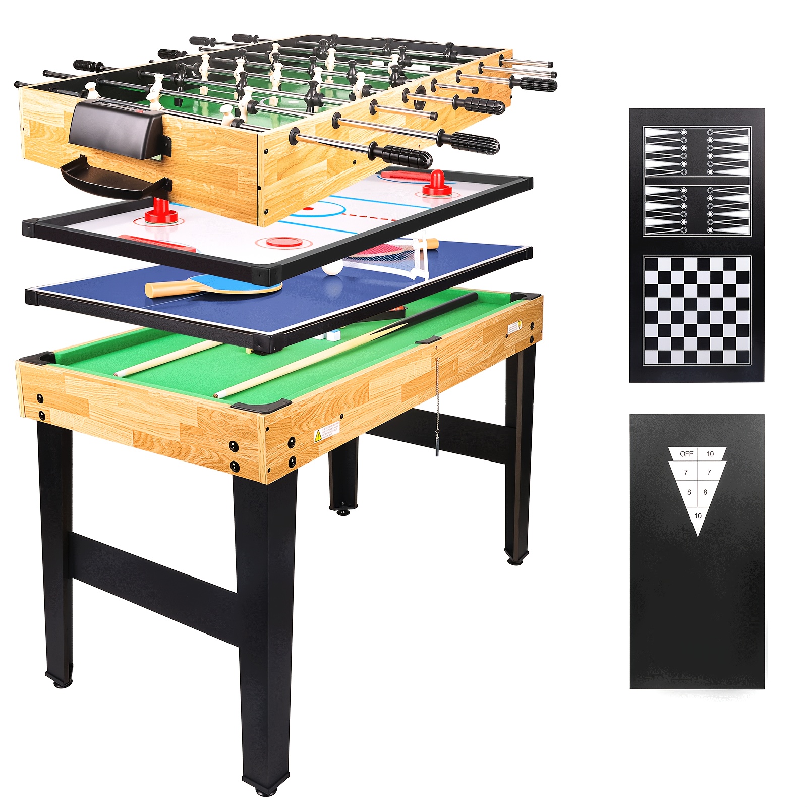 Mesa de Juegos Multifunción 10 en 1, Mesa de Juegos Combinada Apilable con Fútbol de Me...