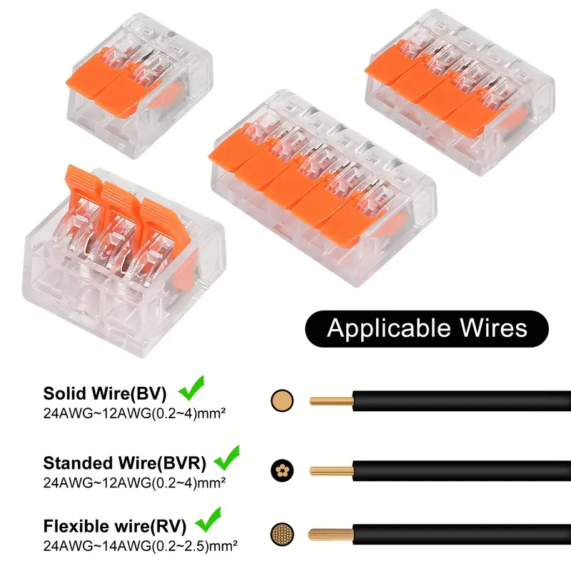 80pcs/  tipo conectores de cable 221 bloque de conector eléctrico de pinza terminales de cable reutilizables mini rápidos para hogar para 2 puertos, 3 puertos, 4 puertos y 5 puertos. detalles 1