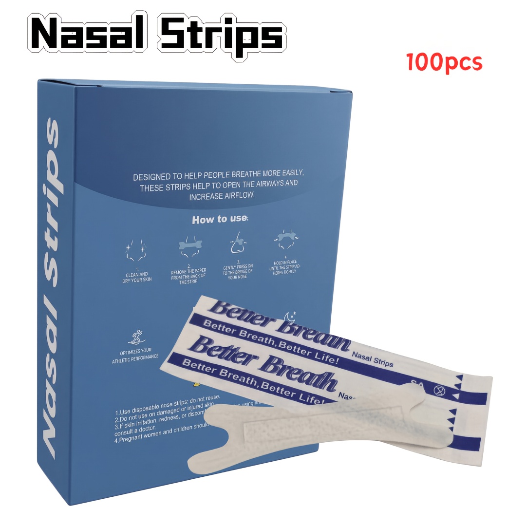 100pcs Pack Nasal Strips, Spring-action Nose For Breathing & Airflow, Discreet Invisible Strips For Sports & Travel