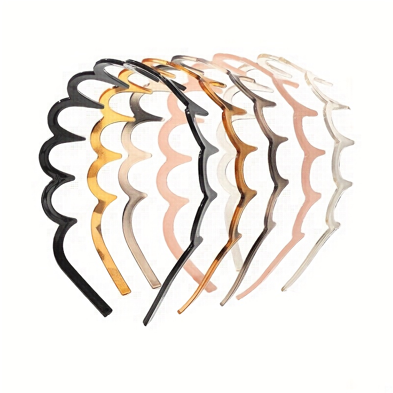E-shop 5-teiliges Set Schwarze Wellenband mit Zähnen, Breites Band, Mehrfarbig, Einfach, Langlebig, Rutschfest, Ideal für Gesichtsreinigung Hautpflege,