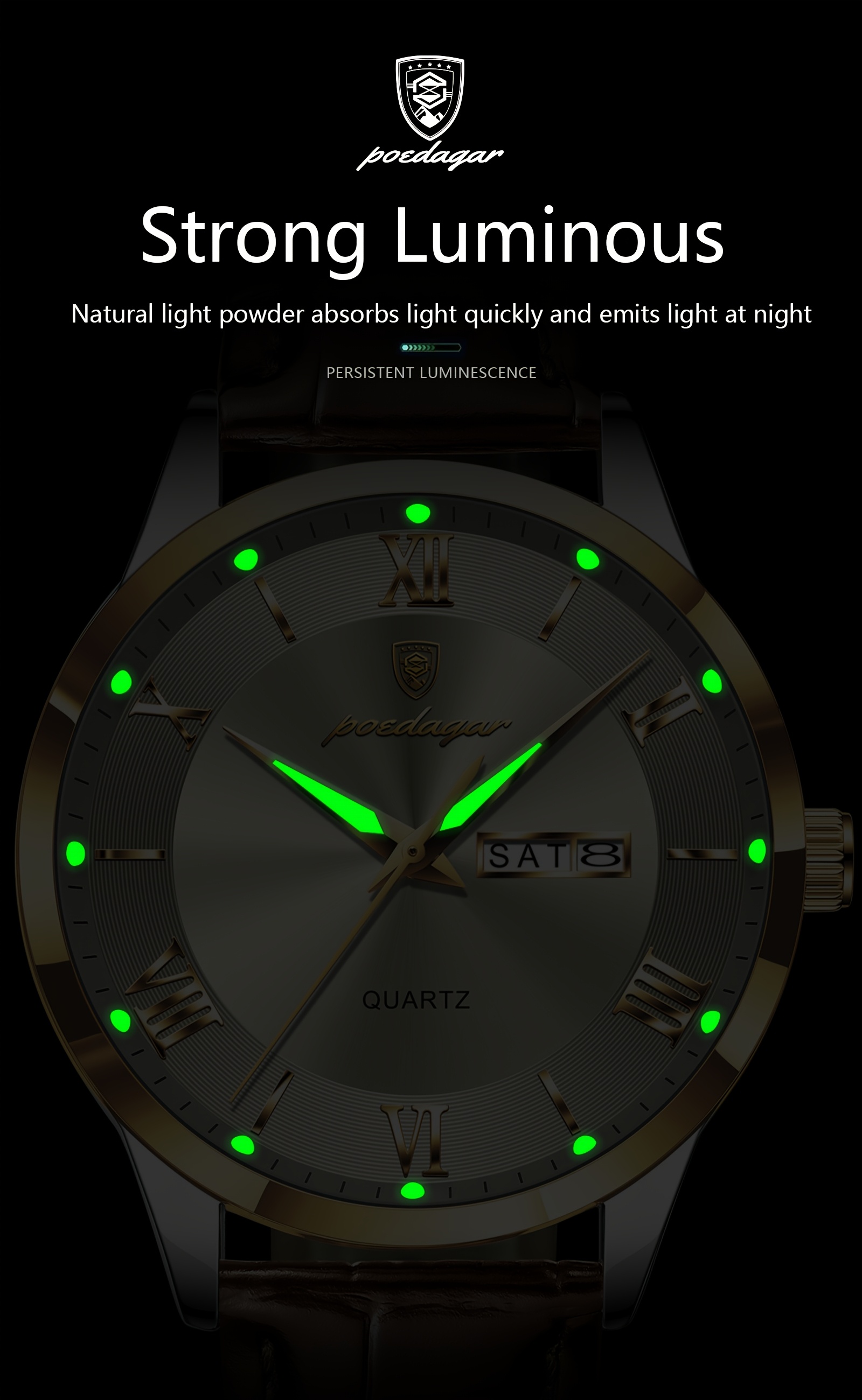 Luxe Zakelijk Herenhorloge met Lichtgevende Waterdichte Kalender, Casual Quartz Herenpolshorloge