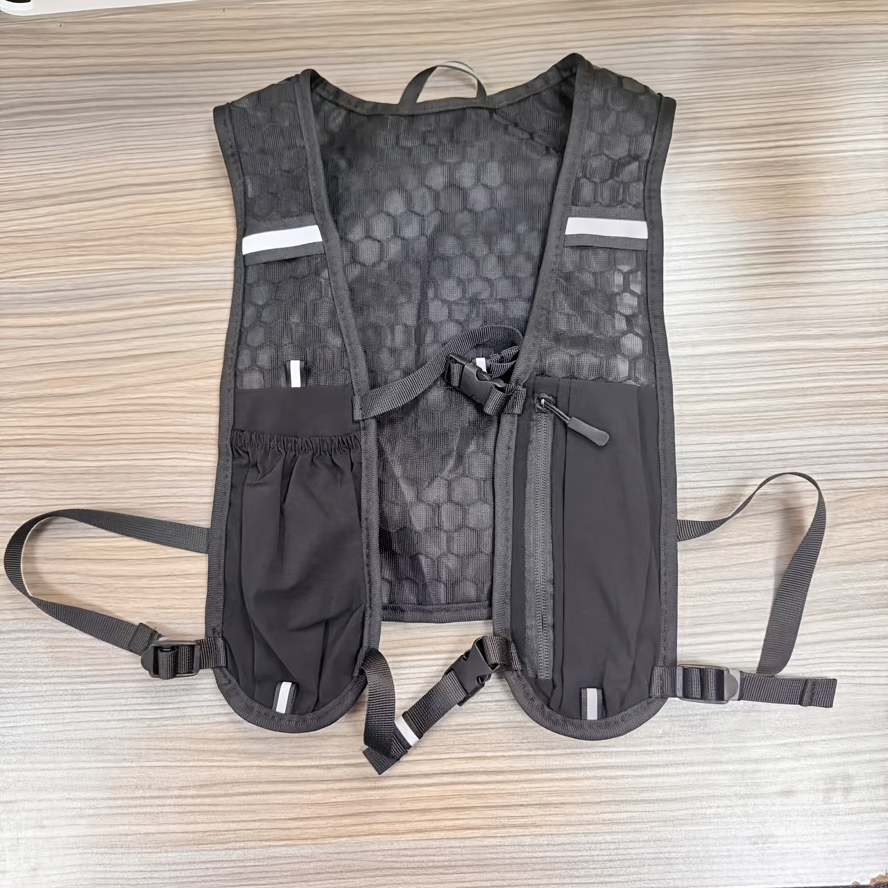 1pc Running Backpack Reflective Strip Riding Running Casual Small Bag Breathable Running Vest Water Bottle Phone Bag