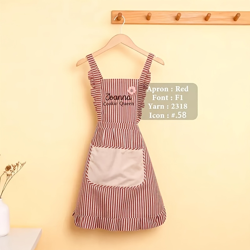 TEMU Tablier brodé personnalisé pour femmes avec nom | Tablier avec poches | Tablier de pâtisserie | Tablier de boulanger | Tablier de poterie |