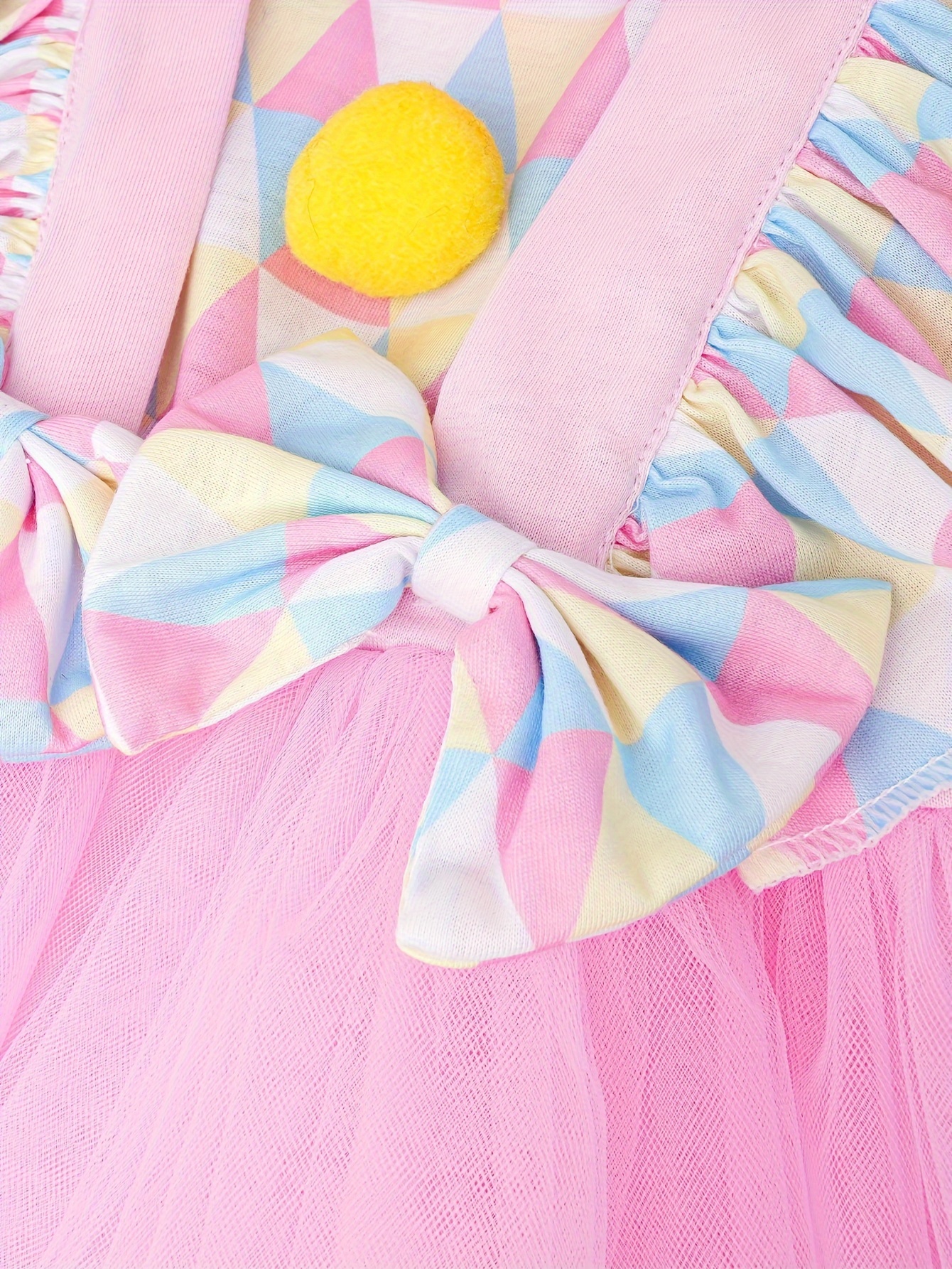 girls dreamy sweet splicing argyle pattern ruffle trim tutu dress for carnival party performance gift girls dress up