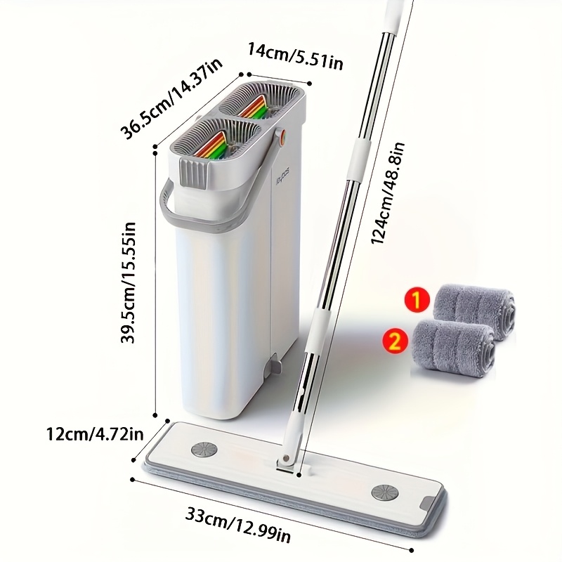 TEMU Set e Secchio con Strizzatore per la Casa, Testina Resistente e , Utilizzabile e Umido su Tutte le Superfici, Set Secchi, con 2 Panni in