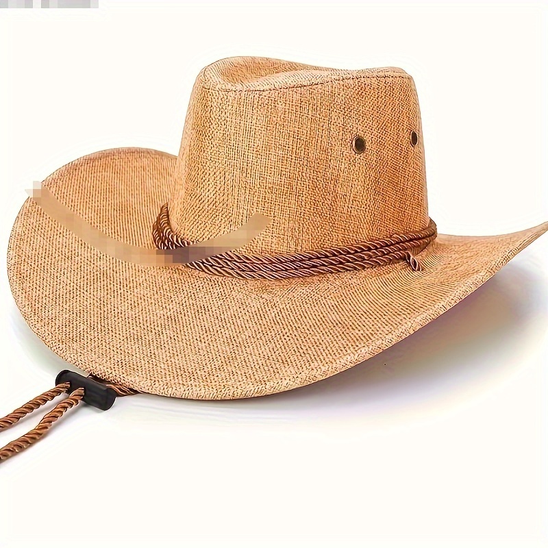 

1pc Breathable Adjustable Curved Brim Sun Hat, Outdoor Summer Casual Cowboy Hat With Belt Decoration, For Outdoor Work And Travel