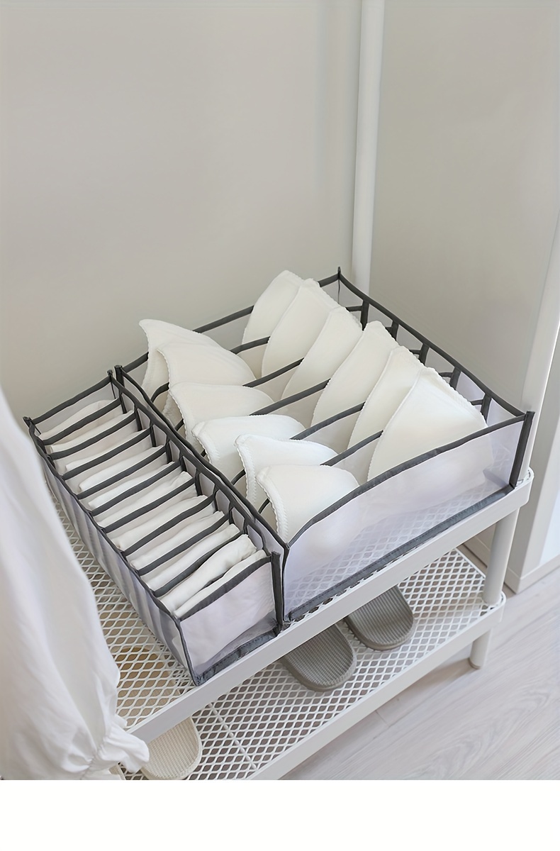 3pcs set foldable fabric storage bins multi compartment drawer organizers for underwear socks accessories   dorms   details 0