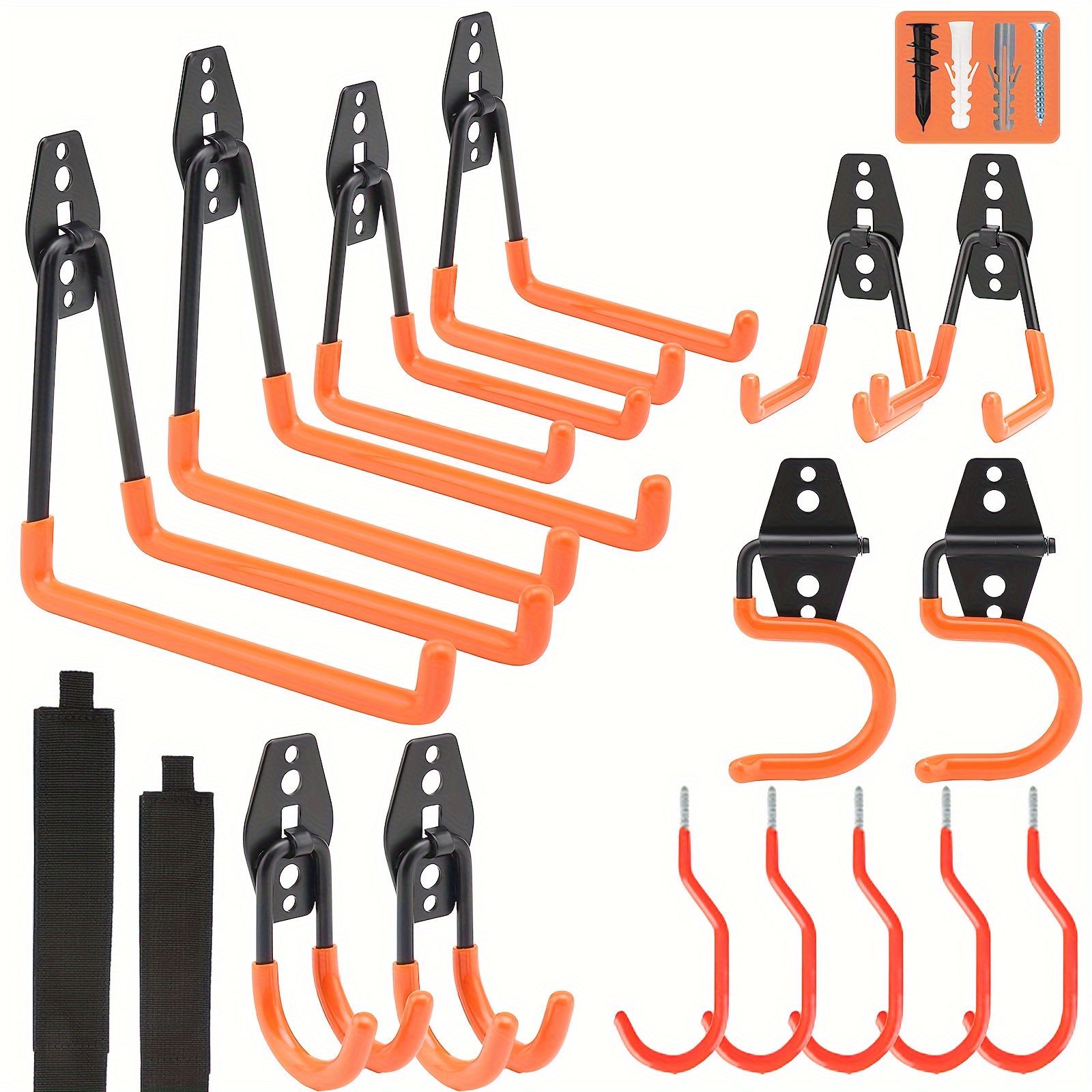 

17-piece Garage Storage Hooks Heavy Duty With Extension Cord Organizer & Bike Hooks For Hanging Ladders, Bikes And Items, Tool Gifts For Men & Dad Garage Storage