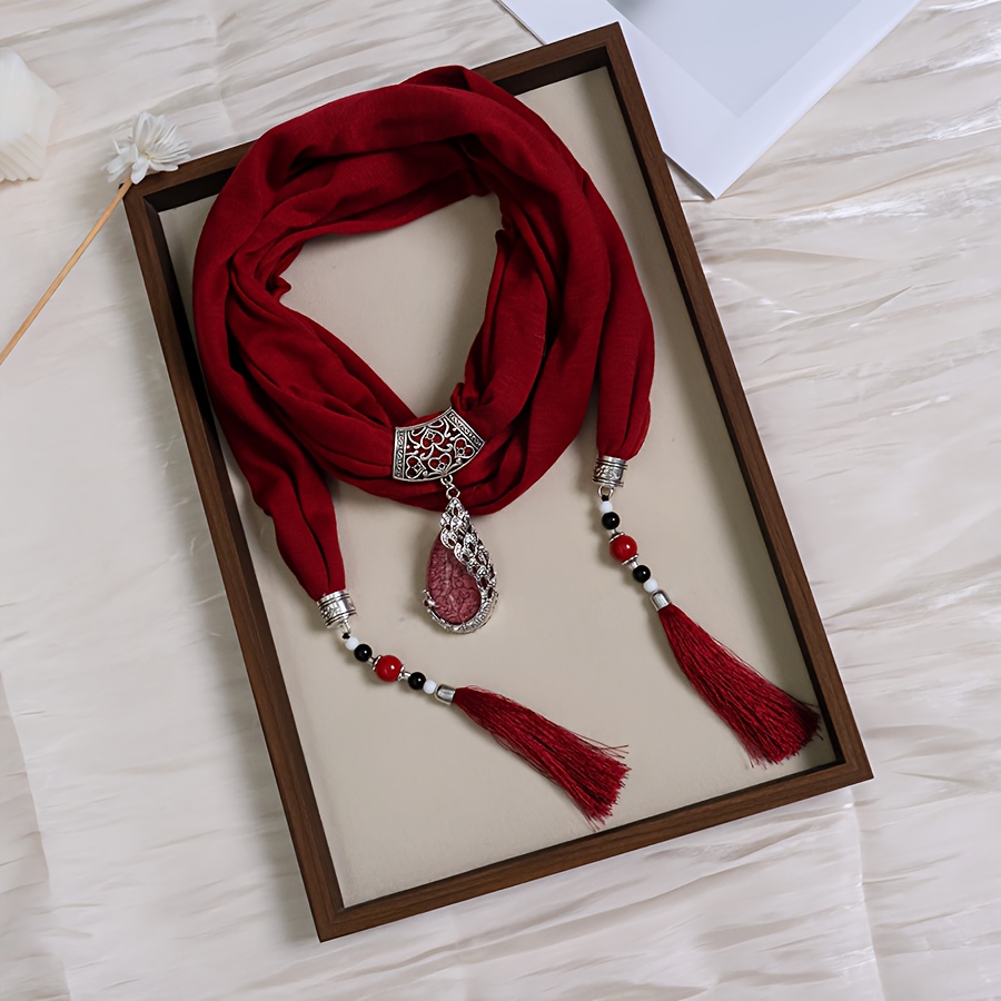 TEMU Solid-color Peacock Tassel Women's Scarf, Made Of 100% Polyester Fiber, Embodies Luxurious Quality. Its Exquisite Design Makes It An Ideal