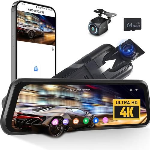 4k touchscreen dash cam 4k touchscreen dash cam 9 66 inch dual cameras loop recording parking assistance 24h parking monitor backup camera without battery