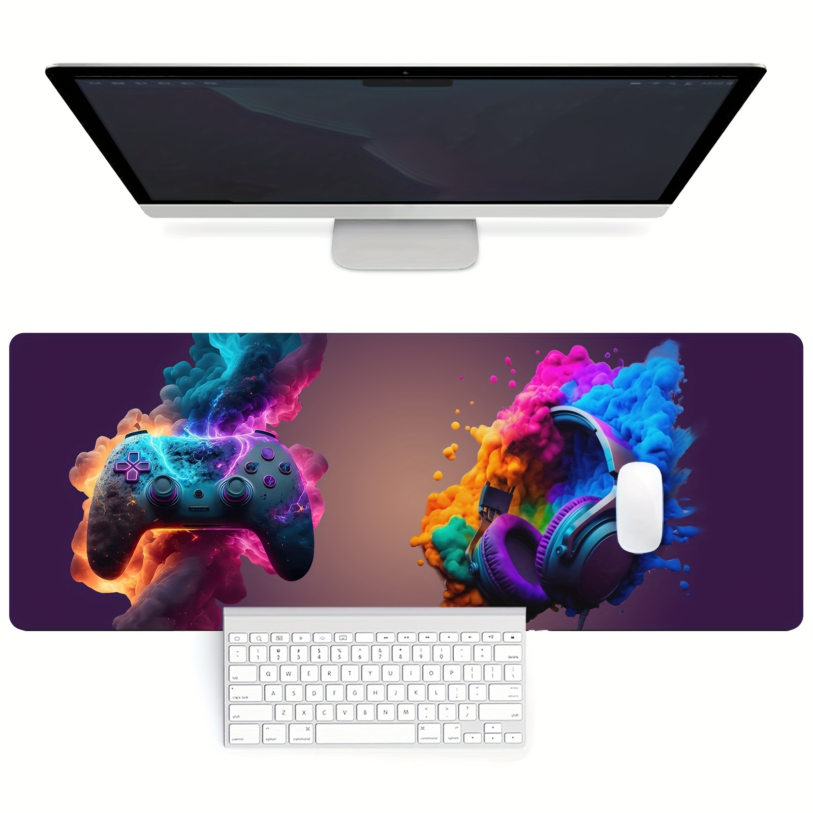 

Fobianjie Extra Large Gaming Mouse Pad With Gamepad & Headphones Design - Non-slip Silicone Base Desk Mat, Anti-fray Stitched Edges, Extended Xl Keyboard & Mouse Mat For Home/office Decor