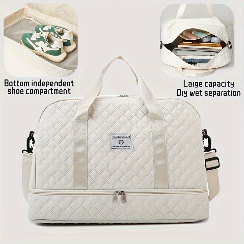 lightweight versatile travel duffel bag white fabric - Temu
