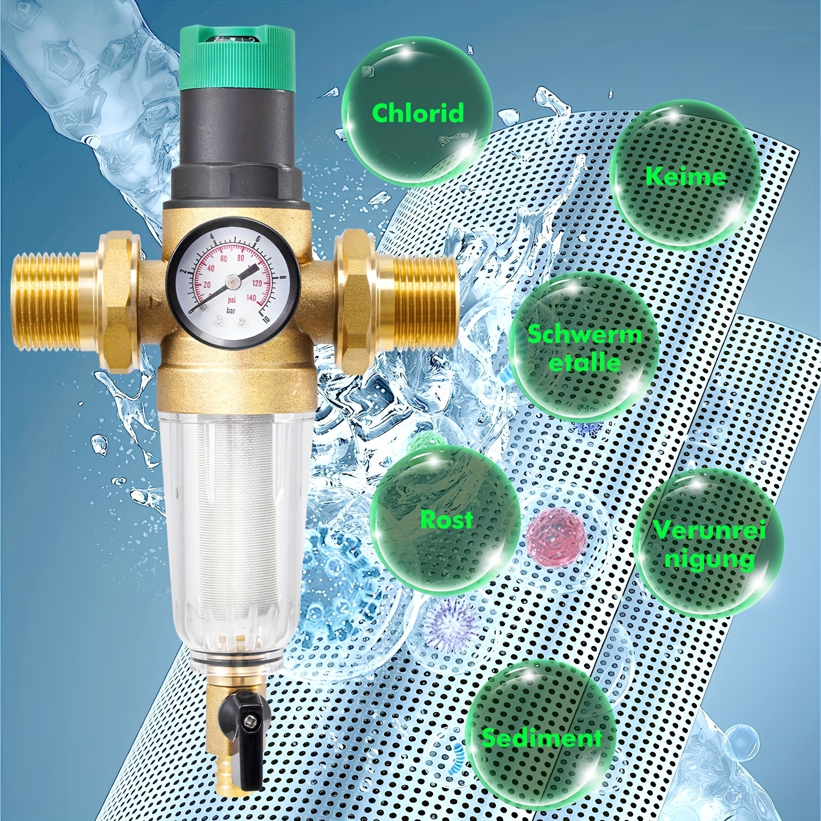 TEMU Filter Filter Pressure Regulator Pressure Reducing Valve Pre-filter Water Pressure Regulating Filter Valve