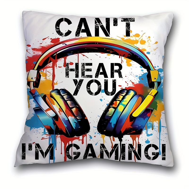 

1pc, Gaming Headset Modern Style Polyester Cushion Cover, Throw Pillow Cover, Bedroom Accessories, Sofa Cushion Cover, Living Room Throw Pillow Cover (cushion Is Not Included)