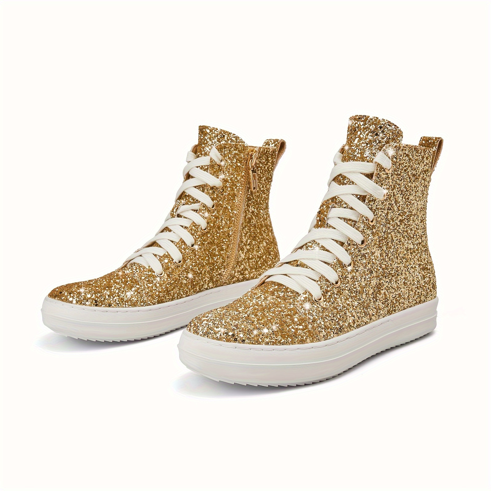 【GOLDEN 】glittered レザー high-top スニーカー High Top Sneakers 2021 Cool Men Shoes Gold Glitter Fashion