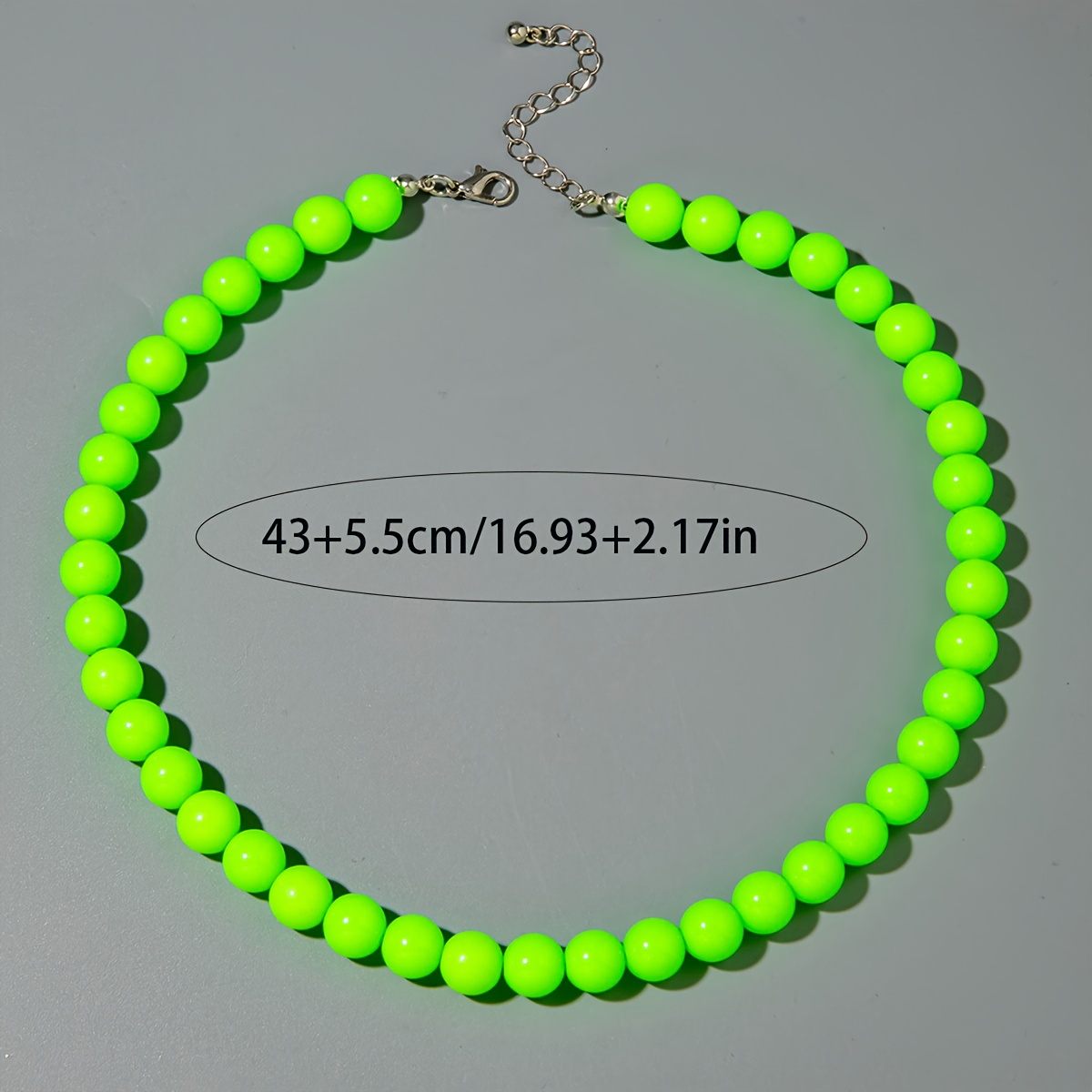 Dopamine-Colored Acrylic Round Beaded Chain Necklace