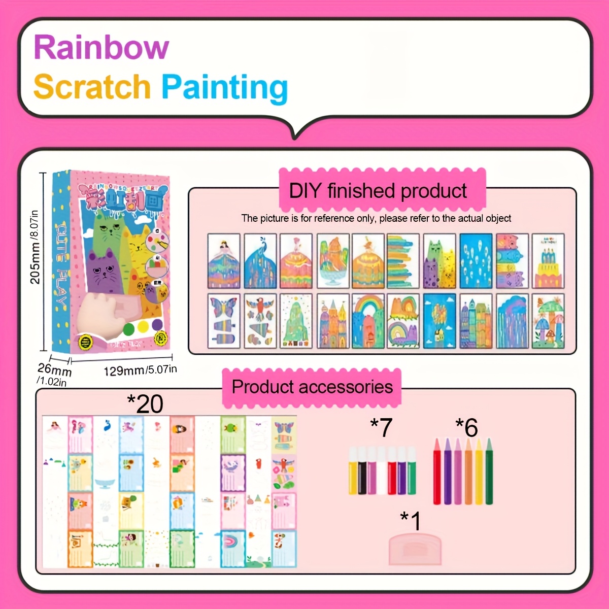 TEMU 20pcs Notebooks - Diy Colorful Crafts, Notebooks With Rainbow Patterns, Christmas And Birthday Gifts | Birthday Party Supplies | Rainbow