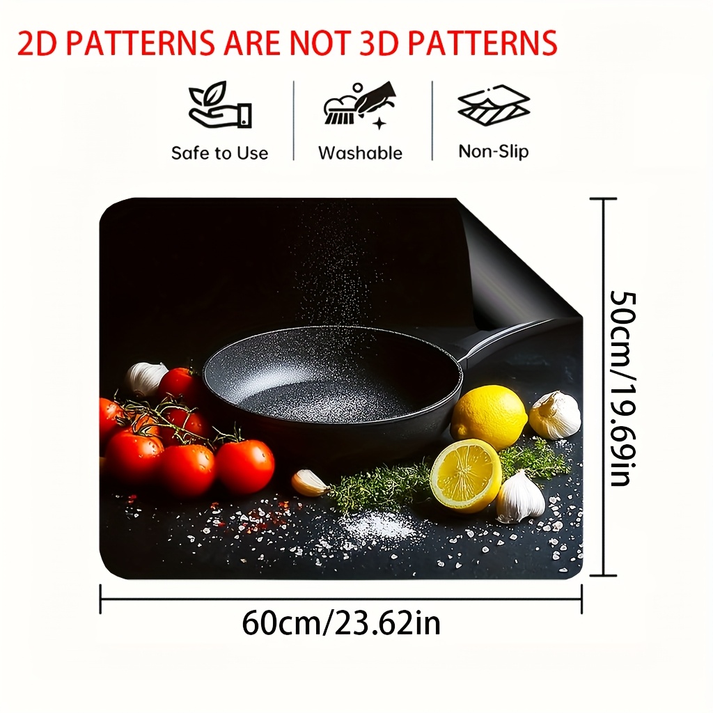 TEMU 1 Stück Herdabdeckung & Gerätematte - 2D Flachdruck Herdabdeckung mit Vanille-Tomaten-Muster, Kompatibel mit Kaffeemaschinen, Öfen, Kesseln -