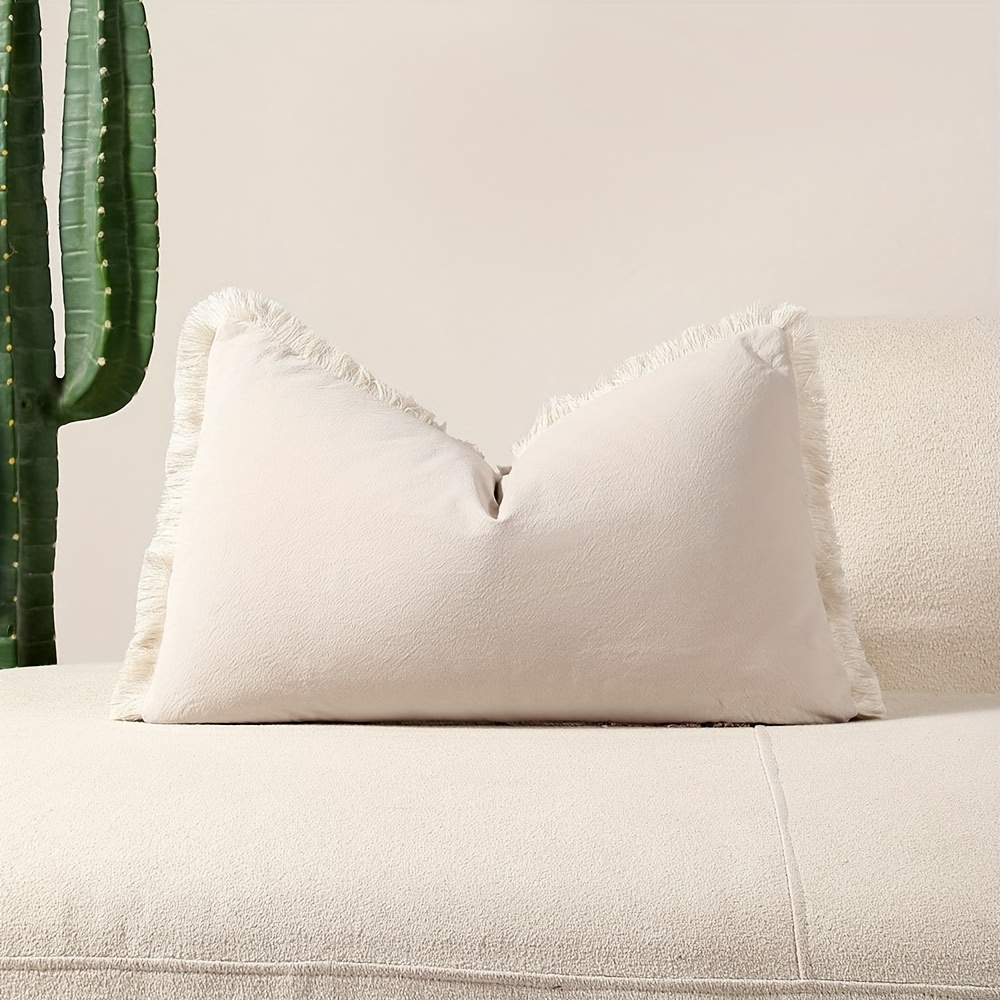1pc Boho Throw Pillow Cover For Sofa Living Room Tassels Decorative Cushion Cover Breathable Soft Pillowcases, No Insert