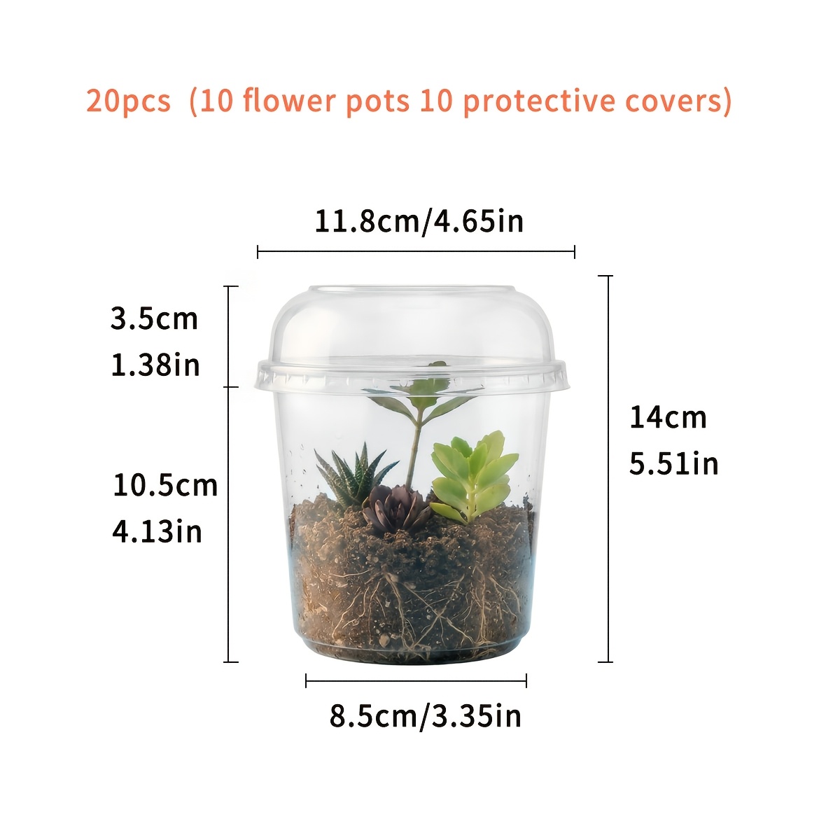 TEMU Pot de Fleur en Plastique Transparent (inclut 10 Housses de + 10 Pots), Mini Pot de en Pot, Pot de Débutant Durable pour Semis, Convient pour le