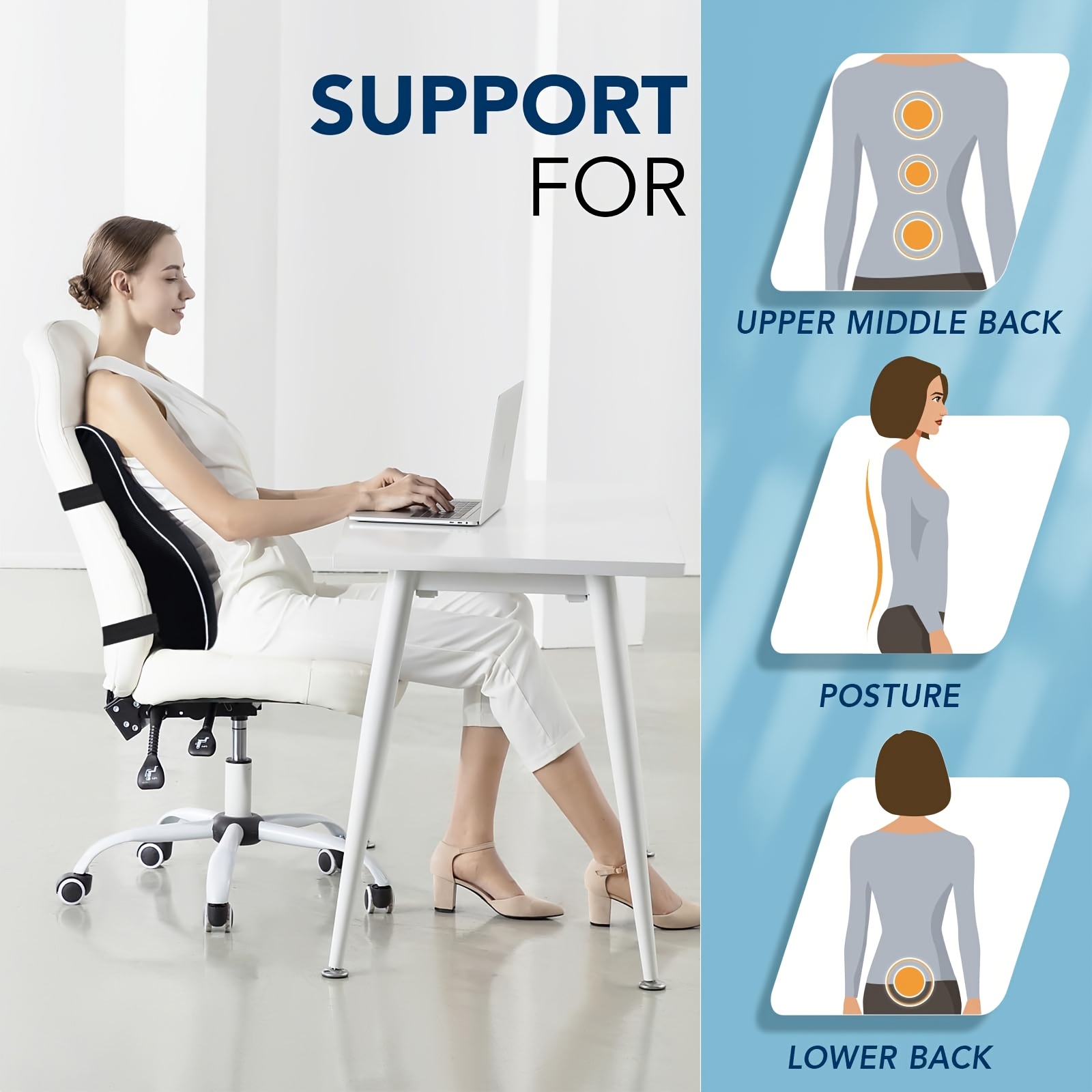 lumbar support pillow for office chair memory foam cushion with   3d mesh cover for back ideal for computer desk chair car seat gaming chair recliner Product details 4