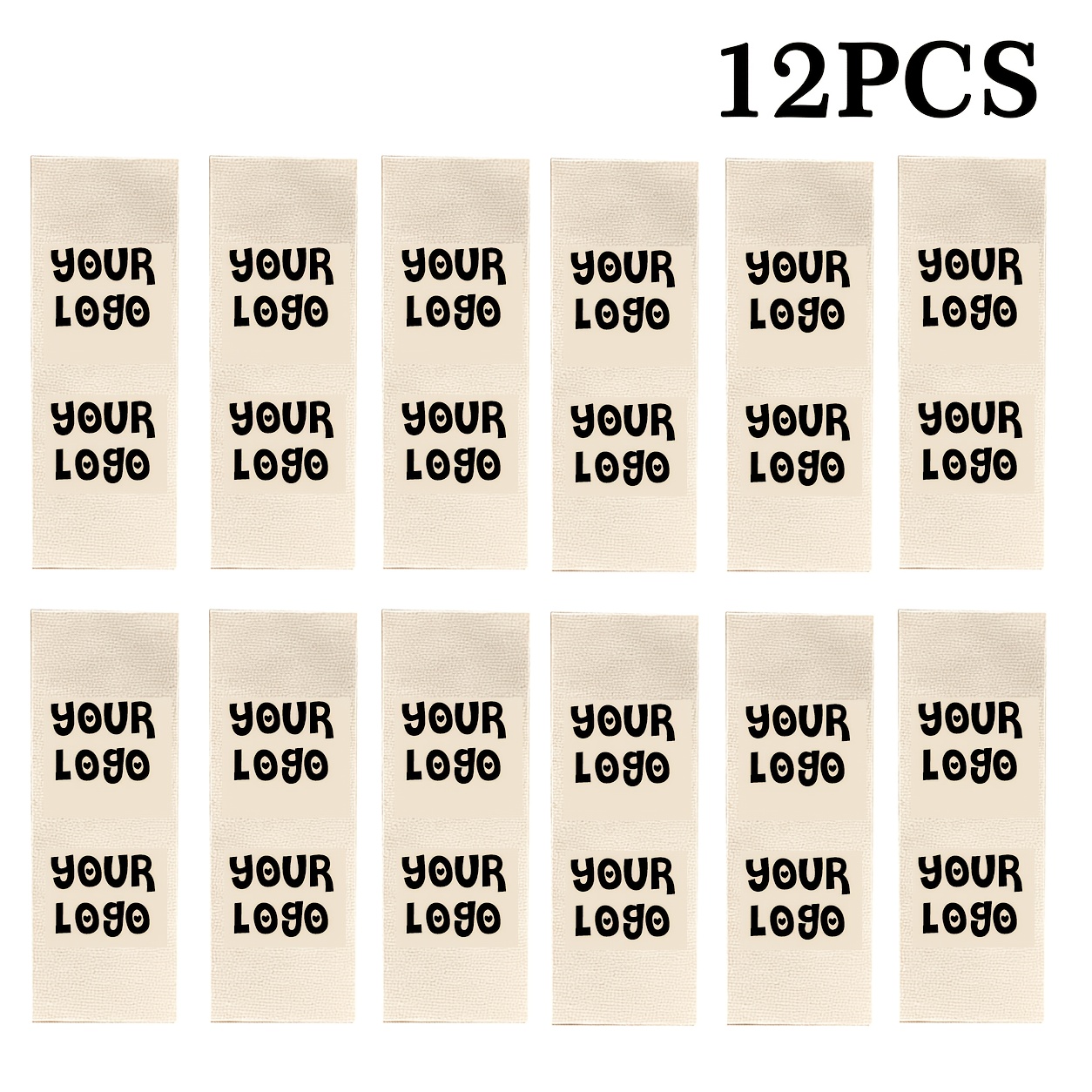 TEMU 6/12pcs Custom Handmade Fabric Labels, Personalized Logo Text Cloth Tags, Sew-on Garment Labels For Clothing, Diy Craft Additions