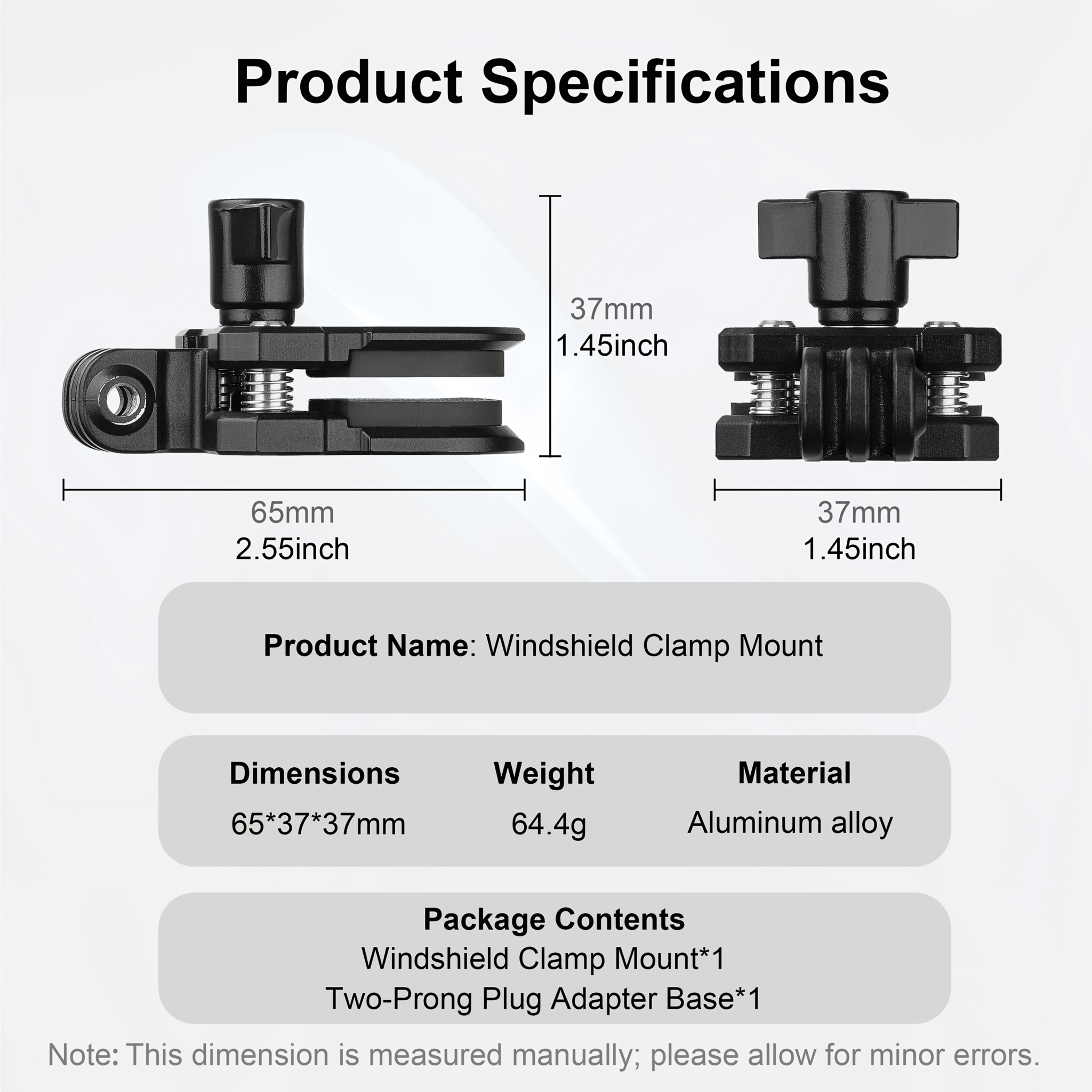 TEMU 1pc Motorcycle -on Camera Mount - Aluminum Alloy Black, Quick Release + 1/4" Adapter, Compatible With Hero 13-7, /5/4/3/2/nano/360, X5/x4/x3/x2/