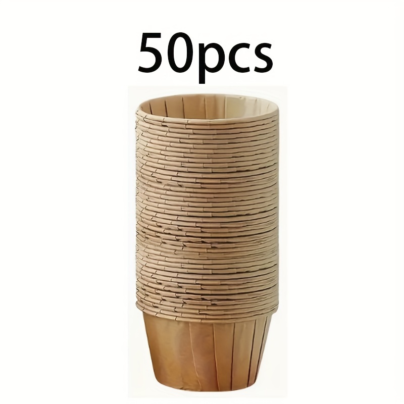 Image of 50pcs Cupcake Paper - Heat-resistant And Oil-resistant Baking Cups With Coated Edges, Suitable For Pancakes And Cupcakes