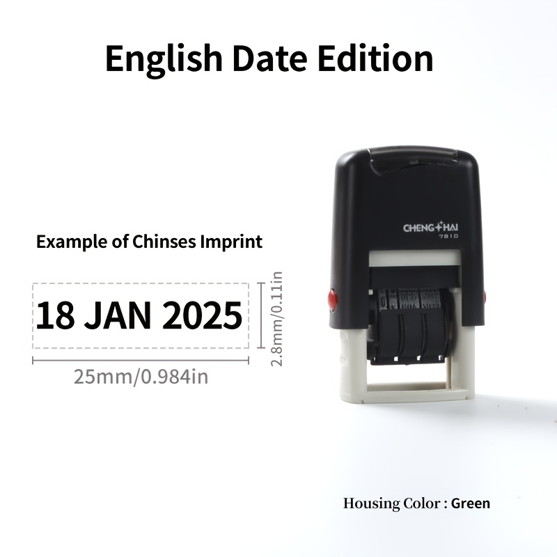 Image of Adjustable Digital Date Stamp, Durable Plastic, Rectangular Shape, Equipped With Replaceable Ink Pad, Suitable For Scrapbooks And Office Supplies. Durable Abs Material, Perfect For Office Use
