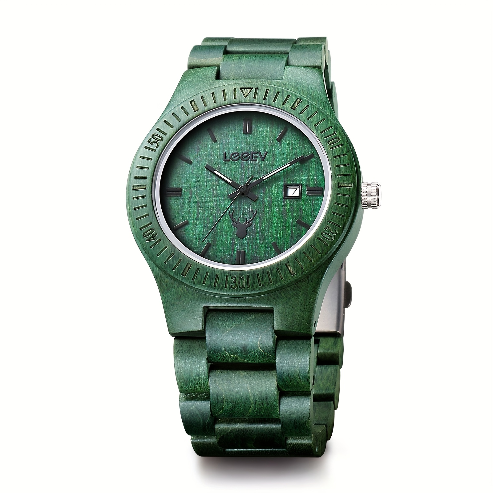 Image of Leeev Wooden Watches, Series Fashion Sandalwood Quartz Watch For Men Women With Calendar Unisex Wood Wristwatch