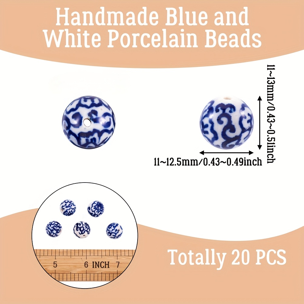 20pcs Handmade Qinghua Porcelain Beads for DIY Jewelry Making