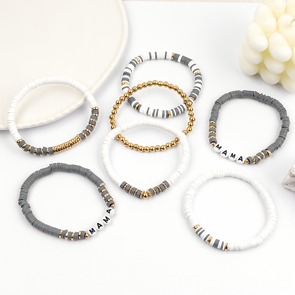 MAMA Bracelet Set, Stackable Gift for New Moms