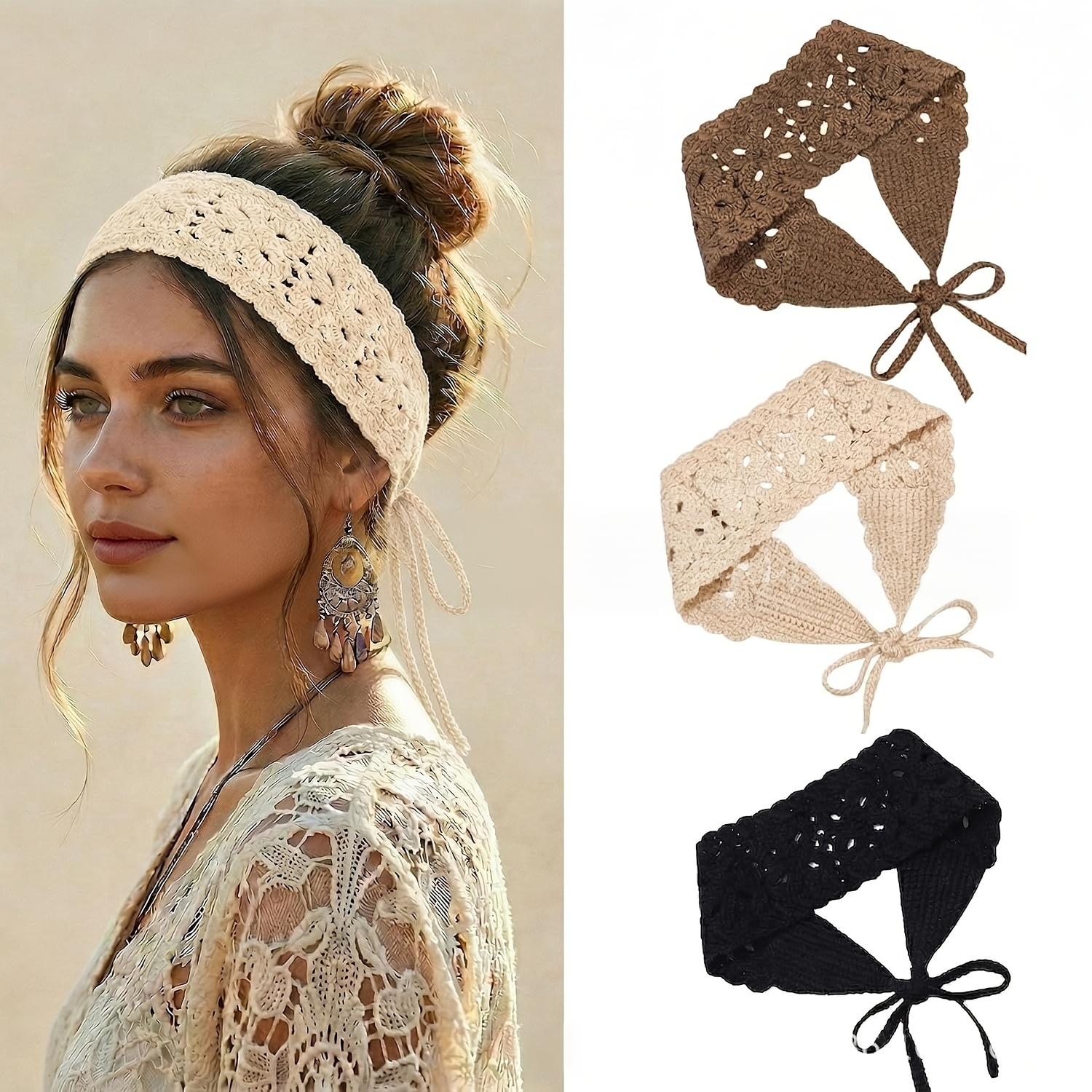 TEMU 3pcs Solid Headbands For Women, Warm Fabric Fashion Hairbands, Non-slip And Secure, Multiple Colors Available, Suitable For Daily Skincare,
