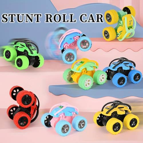colorful macaron stunt car toy durable 4wd off road vehicle with rubber tires pink yellow impact resistant shock absorbing for
