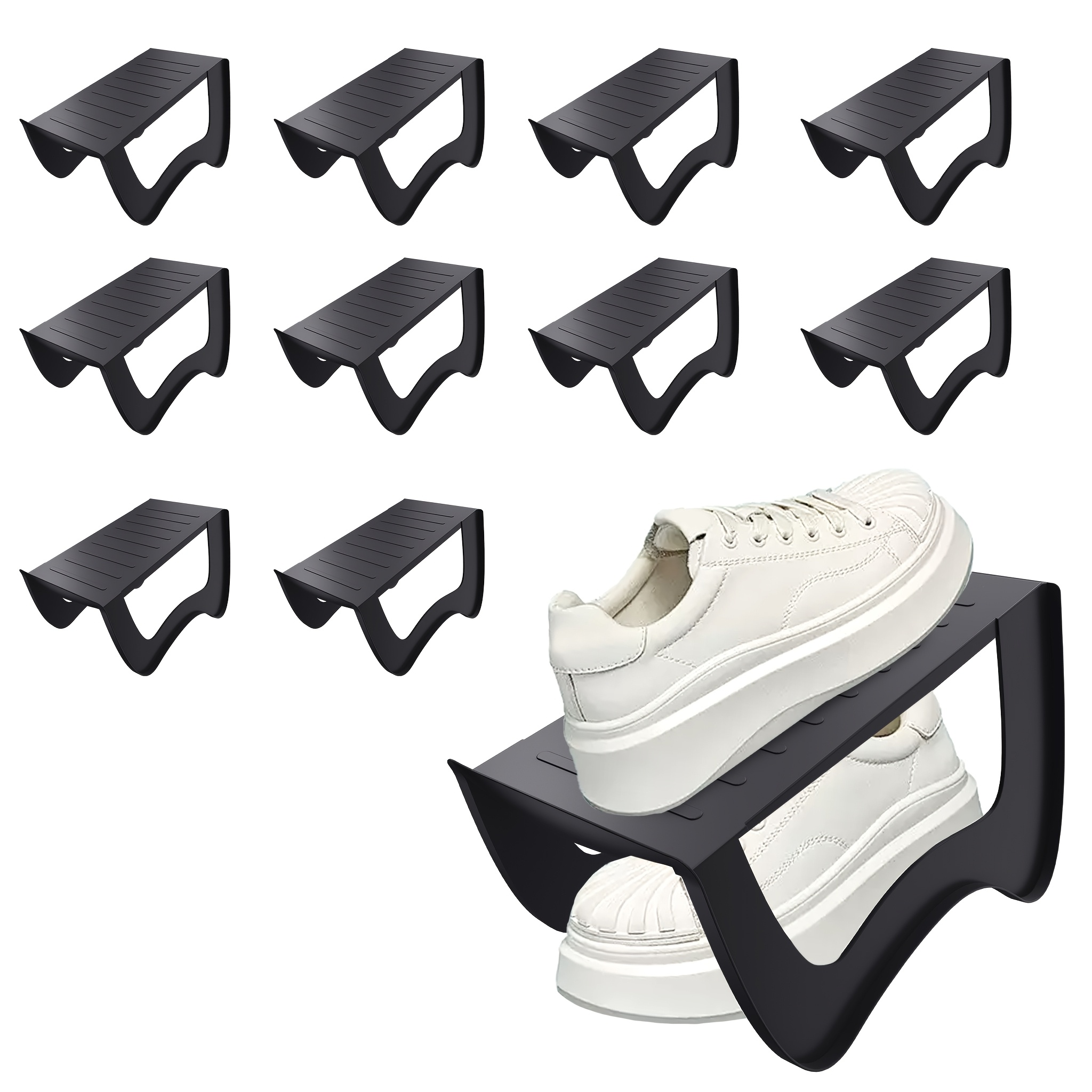 TEMU 10/20/30pcs Shoe Slots Organizer Non-slip Shoe Holder Double Layer Shoe Stacker Shoe Storage Shoe Rack Shoes Cabinet Shoe Organizer Shoe For