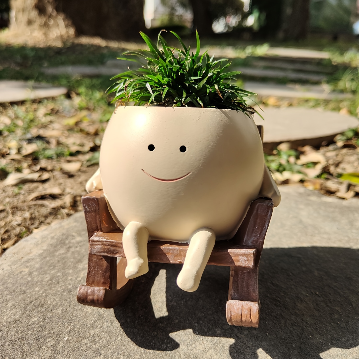 

1pc Creative Decorative Garden Plant Pot With Small Rocking Chair Design, Made Of Resin, Suitable For Succulents And Other Plants, Perfect For Home Gardening Decoration