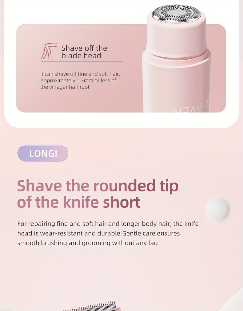 1pc rechargeable   cordless electric shaver 2in 1 unisex electric shaver   bikini trimmer wet and   hair trimmer and facial epilator for bikini under  legs   body and face Product details 7