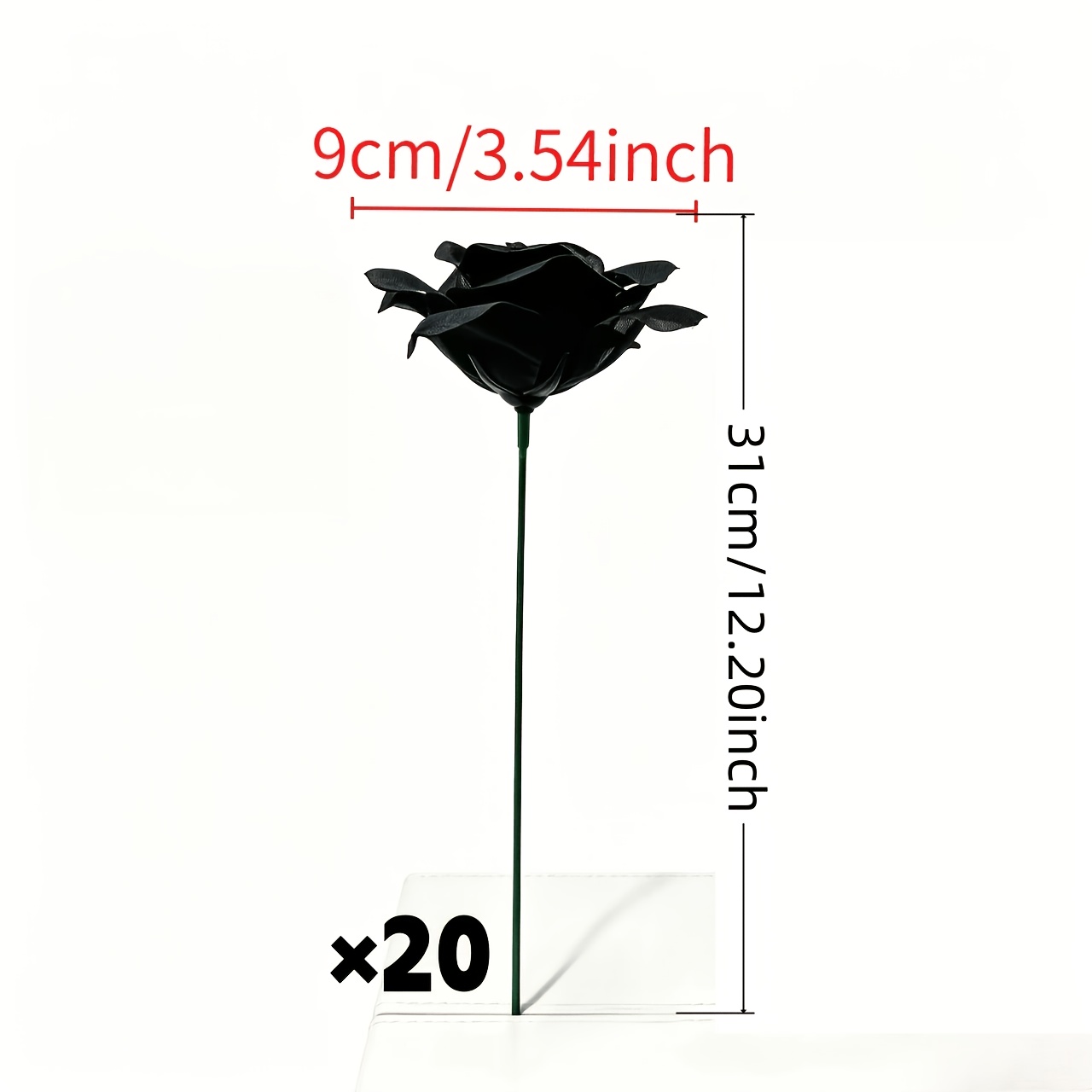 TEMU 20pcs Set Of Artificial Black Roses With Stems, Suitable For Holidays, Halloween, Banquets, Parties, Living Room Flower Arrangements, Wedding