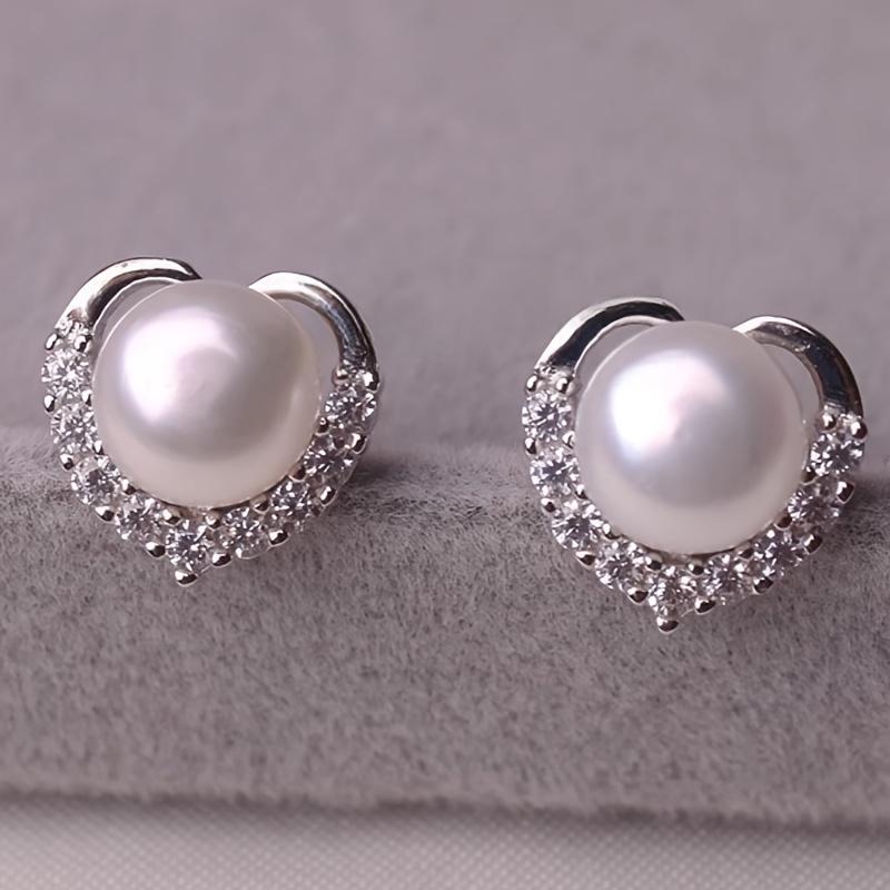 Elegant Inlay Earrings Heart Stud Earrings For Women Party Weddings Banquets Holidays Daily Holidays Jewelry Gifts For Lovers, Without Battery