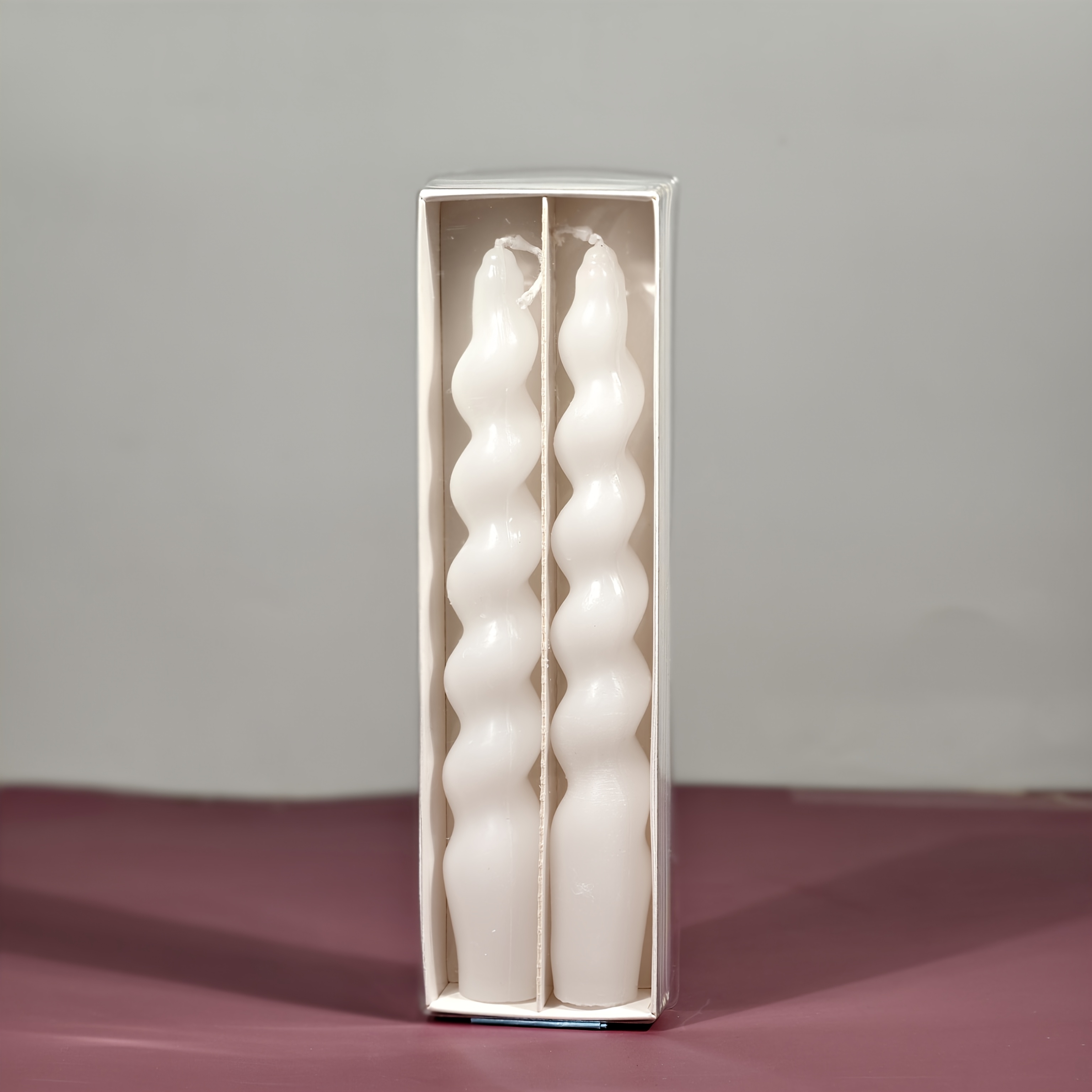 Image of 2-pack Height 18cm Spiral Twisted Candles Set | Handmade Colored Candles Unscented Wax Home Decoration/dinner/festival/wedding/birthday Party/romantic Atmosphere Arrangement Applicable