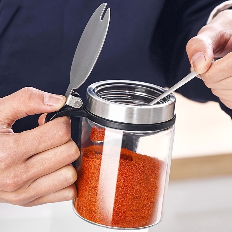 TEMU Containers, Glass Jars With Lids And Spoons To Store Condiments, Coffee, Sugar Cubes, Spices, Etc., Clear Glass Condiment Jars With Lids And