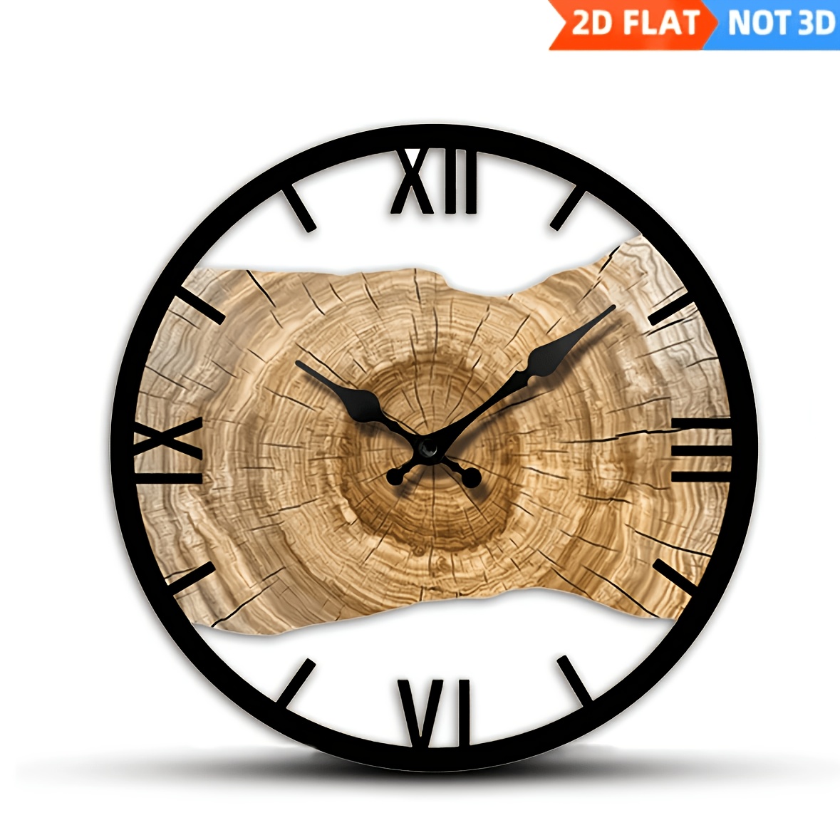 TEMU A 11.2-inch Craft Wall Clock, Annual Ring Design Clock, Wood Irregular Cut Hollow Exquisite Clock, Silent, For Home, Office, School, Mall