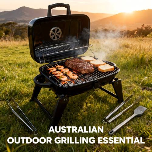 portable charcoal barbecue bbq with a powder coated for food contact ideal for outdoor picnics and camping tailgates features heat resistant handles portable gas grill for rvs camping and home use