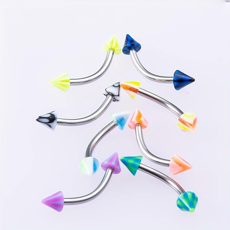 10pcs Acrylic Eyebrow Ring Stud Earrings, Body Jewelry