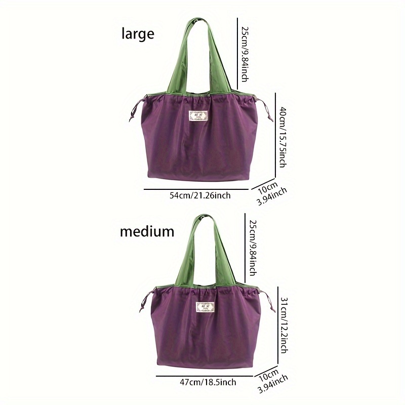 Bolsa de compras reutilizable de nylon, bolsas de supermercado con gran capacidad, plegable, con correa ajustable para el hombro, diseño a prueba de fugas y almacenamiento compacto para uso diario, disponible en varios colores