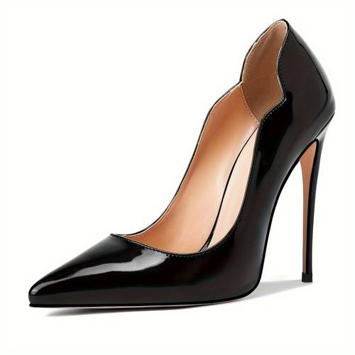womens pointed toe stiletto high heels elegant black red glossy cover pumps with comfort pu insole rubber sole for spring weddings parties formal events